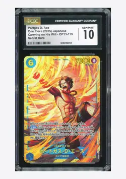 One Piece CGC 10 PRISTINE Portgas D. Ace SEC 2025 OP13-119 OP13 Japanese - Image 1