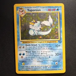 Pokemon TCG Vaporeon Unlimited Holo Card Jungle 12/64 Card LP- Condition - Image 1