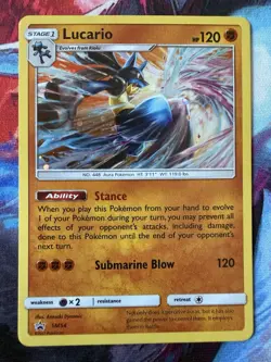 POKEMON LUCARIO SM54 BLACK STAR PROMO COSMOS HOLOFOIL NM CARD - Image 1