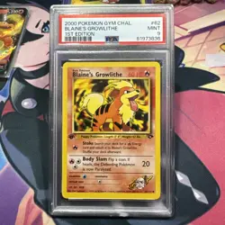Blaine's Growlithe 1st Edition Gym Challenge Regular Card 62/132 PSA 9 Mint - Image 1