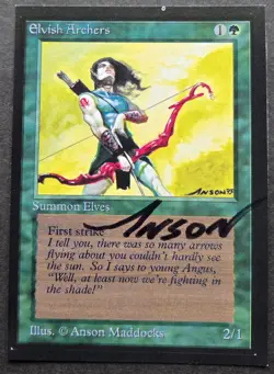 SIGNED MtG Magic Anson Maddocks _ Beta CE _ Artist Proof _ ELVISH ARCHERS _1/50! - Image 2