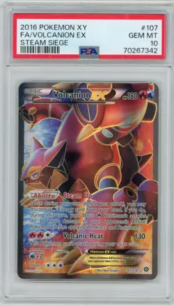 2016 Pokemon XY Volcanion EX #107 Steam Siege PSA 10 - Image 1