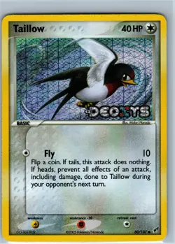 Pokemon Card - Taillow Deoxys 80/107 Reverse Holo Stamped - Image 1