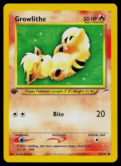 Pokemon Card - Growlithe Neo Destiny 68/105 Common 1st Edition - Image 1