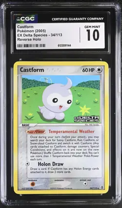 CGC 10 Castform 2005 EX Delta Species 34/113 Reverse Holo STAMPED Pokemon Card - Image 1