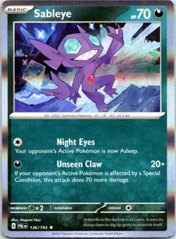 Sableye 136/193 Sv02: Paldea Evolved Pokemon TCG - English Near Mint Holo - Image 1