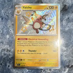 Raichu 132/091 SV: Paldean Fates Shiny Rare Full Art Holo Pokemon TCG Card - Image 1