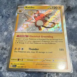Raichu 132/091 SV: Paldean Fates Shiny Rare Full Art Holo Pokemon TCG Card - Image 2