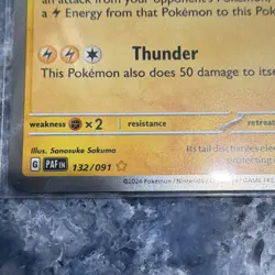 Raichu 132/091 SV: Paldean Fates Shiny Rare Full Art Holo Pokemon TCG Card - Image 3