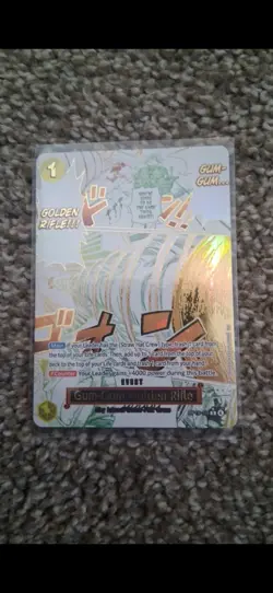 One piece TCG Gum-Gum Golden Rifle Holo Alt Manga Event Card CCG OP15-116 - Image 1