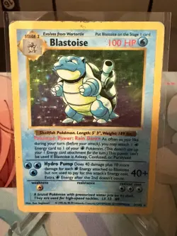 Pokemon TCG Blastoise Holo Shadowless Rare Card Base Set 2/102 - Image 1