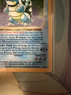 Pokemon TCG Blastoise Holo Shadowless Rare Card Base Set 2/102 - Image 5