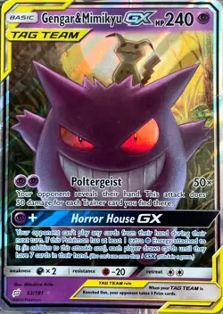 Pokemon TCG Gengar & Mimikyu GX Team Up Holo Ultra Rare Card 53/181 - Image 1