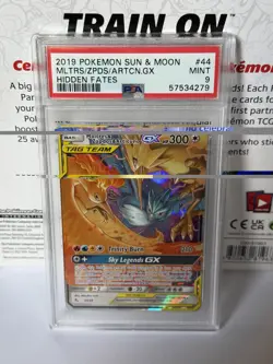 2019 POKEMON SUN & MOON HIDDEN FATES #44 MOLTRES & ZAPDOS & ARTICUNO GX PSA 9 - Image 1