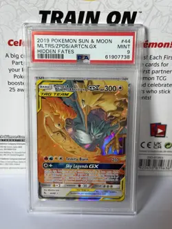 2019 POKEMON SUN & MOON HIDDEN FATES #44 MOLTRES & ZAPDOS & ARTICUNO GX PSA 9 - Image 1