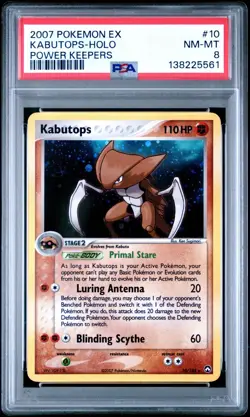 🔥 2007 Pokemon EX Power Keepers Kabutops Holo #10 PSA 8 NM-MT - Image 1