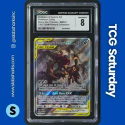 2020 POKEMON SM BS PROMO GX TT POWERS COLL #SM241 UMBREON DARKRAI TAG TEAM CGC 8 - Image 1