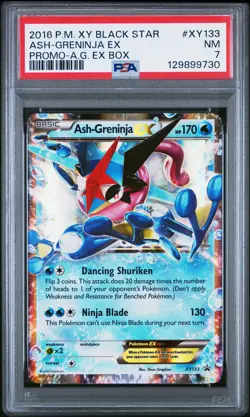 2016 POKEMON XY BLACK STAR PROMO ASH-GRENINJA EX BOX ASH-GRENINJA EX PSA 7 - Image 1