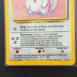 Pokemon TCG Clefairy Base Set 5/102 Holo Rare 40 HP Basic Wizards 1999 NM/LP - Image 3
