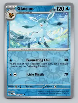 Reverse Holo Glaceon 025/131 Rare Prismatic Evolutions Pokemon - Image 1