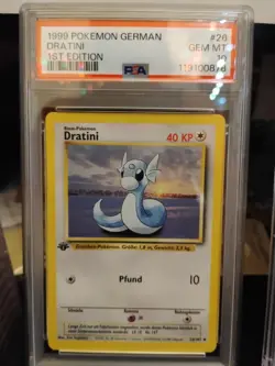 Pokemon PSA 10 GEM MT GERMAN Dratini 26/102 Base Set 1st Edition 1999 WOTC  - Image 1