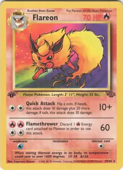 Flareon 19/64 1st Edition R Jungle LP Pokemon - Image 1