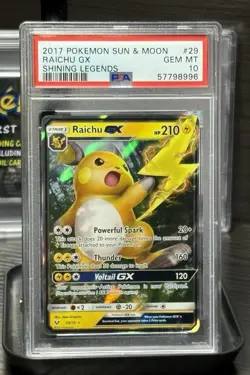2017 POKEMON SUN & MOONRAICHU GXSHINING LEGENDSP#29 PSA 10 - Image 1