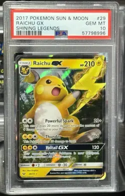 2017 POKEMON SUN & MOONRAICHU GXSHINING LEGENDSP#29 PSA 10 - Image 3
