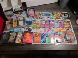Pokemon Card Lot Huge Lot Holos V Vmax Ex Ir Sleeves Bulk - Image 1