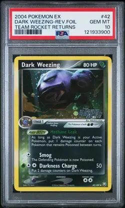 2004 POKEMON EX TEAM ROCKET RETURNS #42 DARK WEEZING-REVERSE FOIL PSA 10 - Image 1