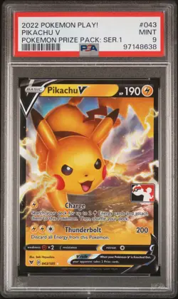 2022 POKEMON PLAY! POKEMON PRIZE PACK: SER 1 #043 PIKACHU V PSA 9 - Image 1