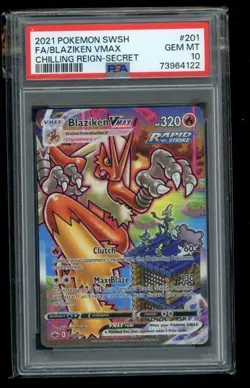 Pokemon Blaziken VMAX Chilling Reign Secret Rare Full Alt Art #201 PSA 10 - Image 1