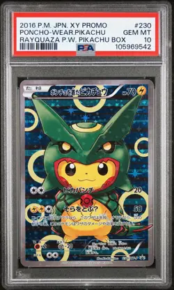 2016 POKEMON JPN XY PROMO #230 PONCHO-WEARING PIKACHU PSA 10 - Image 1