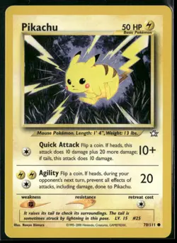 ✰ PIKACHU 70/111 UNLIMITED COMMON NEO GENESIS POKEMON ✰ DMG - Image 2