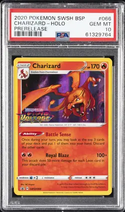 2020 POKEMON SWSH BLACK STAR PROMO PRERELEASE #066 CHARIZARD-HOLO PSA 10 - Image 1