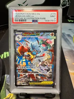 2025 POKEMON MEG EN -MEGA LUCARIO ex SPECIAL ILLUSTRATION RARE - MINT PSA 9 #179 - Image 1