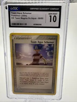 2004 POKEMON EX TEAM MAGMA VS AQUA #69/95 TEAM AQUA SCHEMER CGC 10 GEM MINT - Image 1