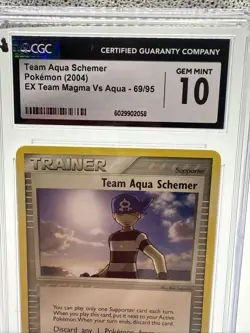 2004 POKEMON EX TEAM MAGMA VS AQUA #69/95 TEAM AQUA SCHEMER CGC 10 GEM MINT - Image 2
