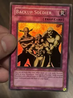 Yugioh Backup Soldier PSV-028 Super Rare 1st Edition NM Holo Bleed Error - Image 4