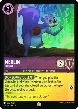 Disney Lorcana Merlin Squirrel 54/204 Cold Foil Rise of the Floodborn - NM Holo - Image 1