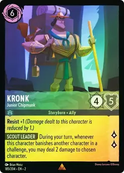 Disney Lorcana Kronk Junior Chipmunk 185/204 Cold Foil Rise of the Floodborn - Image 1