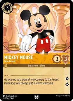 Disney Lorcana First Chapter Uncommon Non Foil - 12 Mickey Mouse True Friend - Image 1