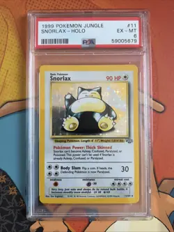 1999 Pokemon Jungle Snorlax Holo Card PSA 6 EX-MT 11/64 - Image 1
