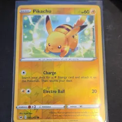Pokemon Pikachu Sword & Shield 065/202 English Card 2020 REVERSE HOLO - Image 1