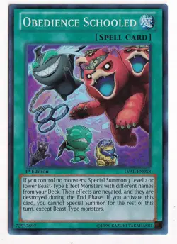 YuGiOh Obedience Schooled LVAL-EN088 1st Edition Super Rare LP - Image 1