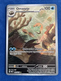 Pokemon TCG Scarlet & Violet 151 Omanyte Illustration Rare Holo Card 180/165 - Image 1