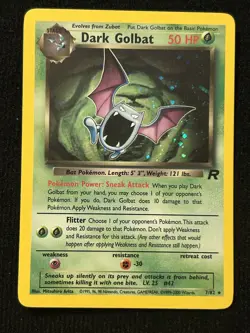 2000 Pokemon Dark Golbat Holo Rare 1st Ed. Team Rocket Card 7/82 NM - Image 1