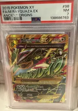 Pokemon M Rayquaza EX Full Art Holo Ultra Rare 98/98 XY Ancient Origins PSA 7 - Image 1