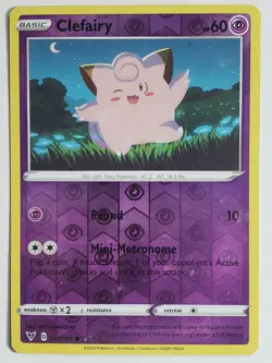REVERSE HOLO Clefairy 063/185 PL - Vivid Voltage Pokemon Card - HYOGONOSUKE Art - Image 1