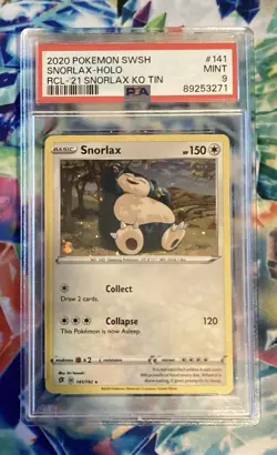 PSA 9 Snorlax 141 cosmos holo - Pokemon 2021 Rebel Clash-Snorlax KnockOut Tin - Image 3